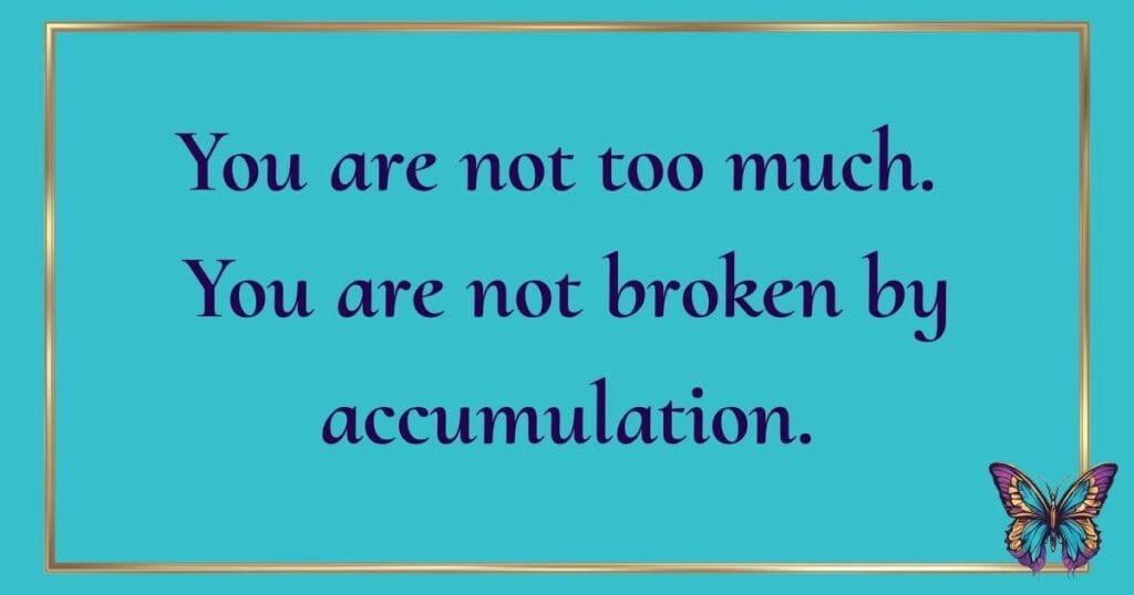 Image of You are not too much. You are not broken by accumulation.