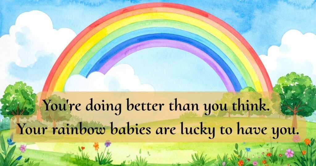 Reminder for Parenting after pregnancy loss "You're doing better than you think. Your rainbow babies are lucky to have you."